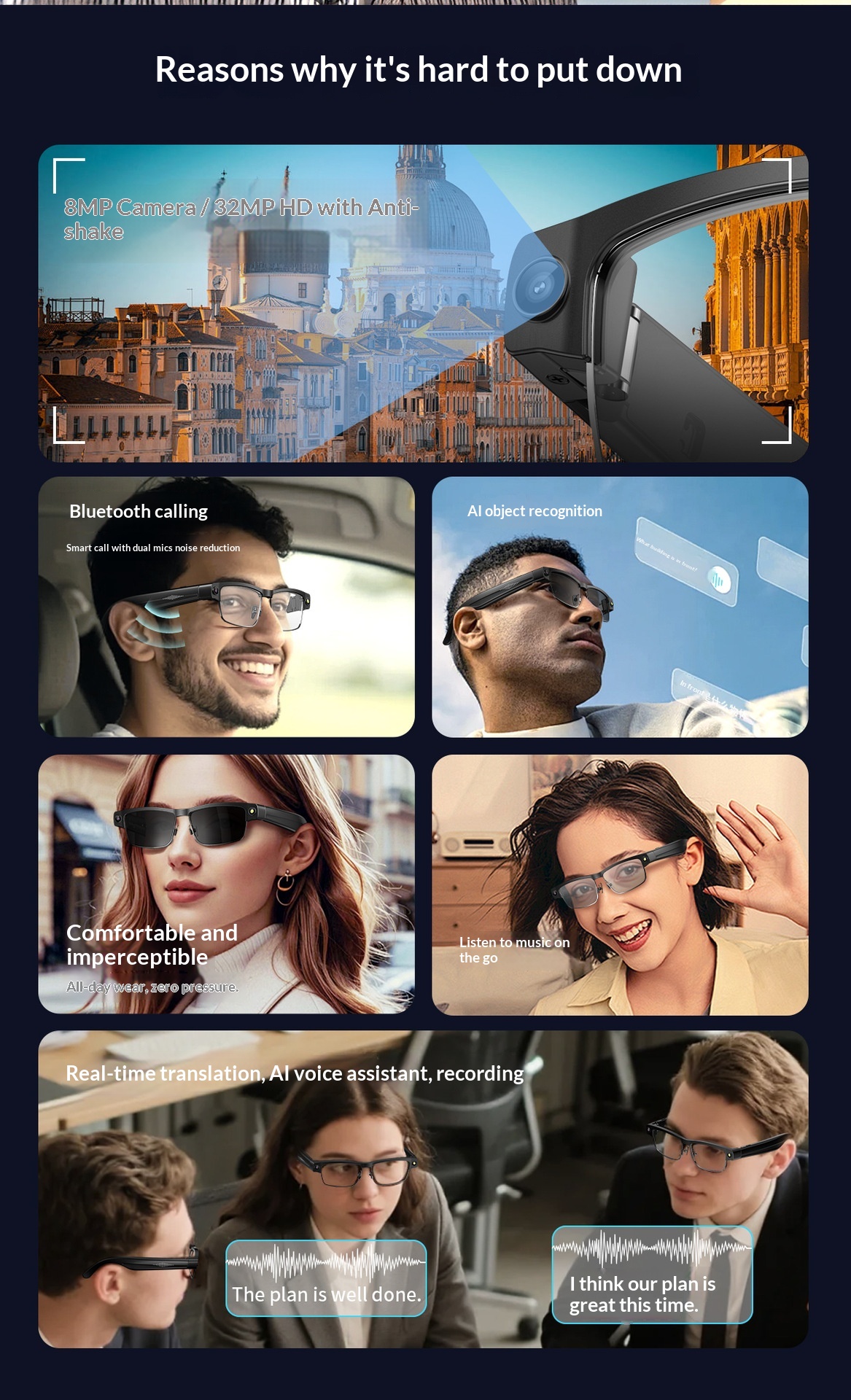 Smart Glasses With Wifi Translation And Ai Camera 8mp_voghion.com