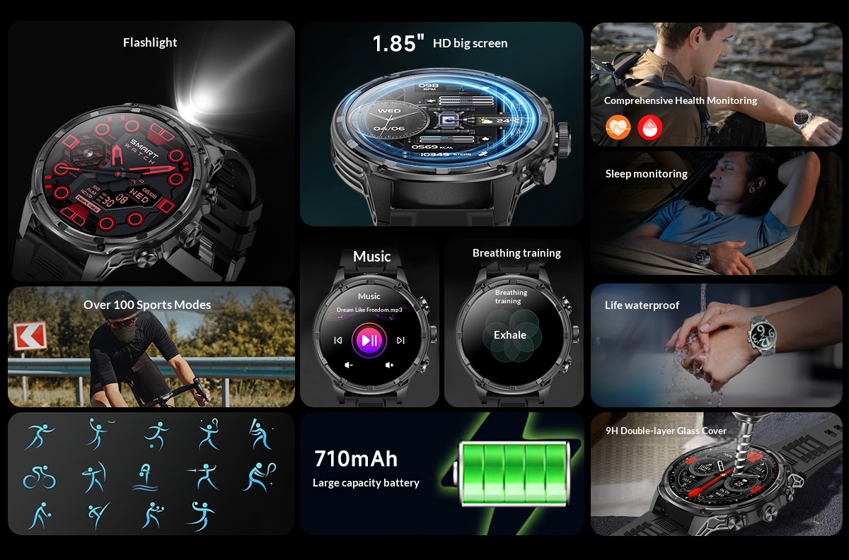 Smartwatch With Bluetooth Calling 1.85 Inch Hd Screen Heart Rate_voghion.com