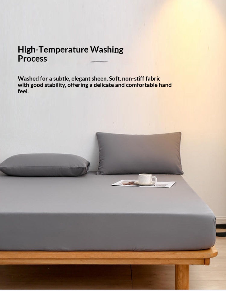 Cross-border Brushed Fabric Fitted Sheet, Single-piece Bed Cover, Non-slip Mattress Protector, Solid Color_voghion.com