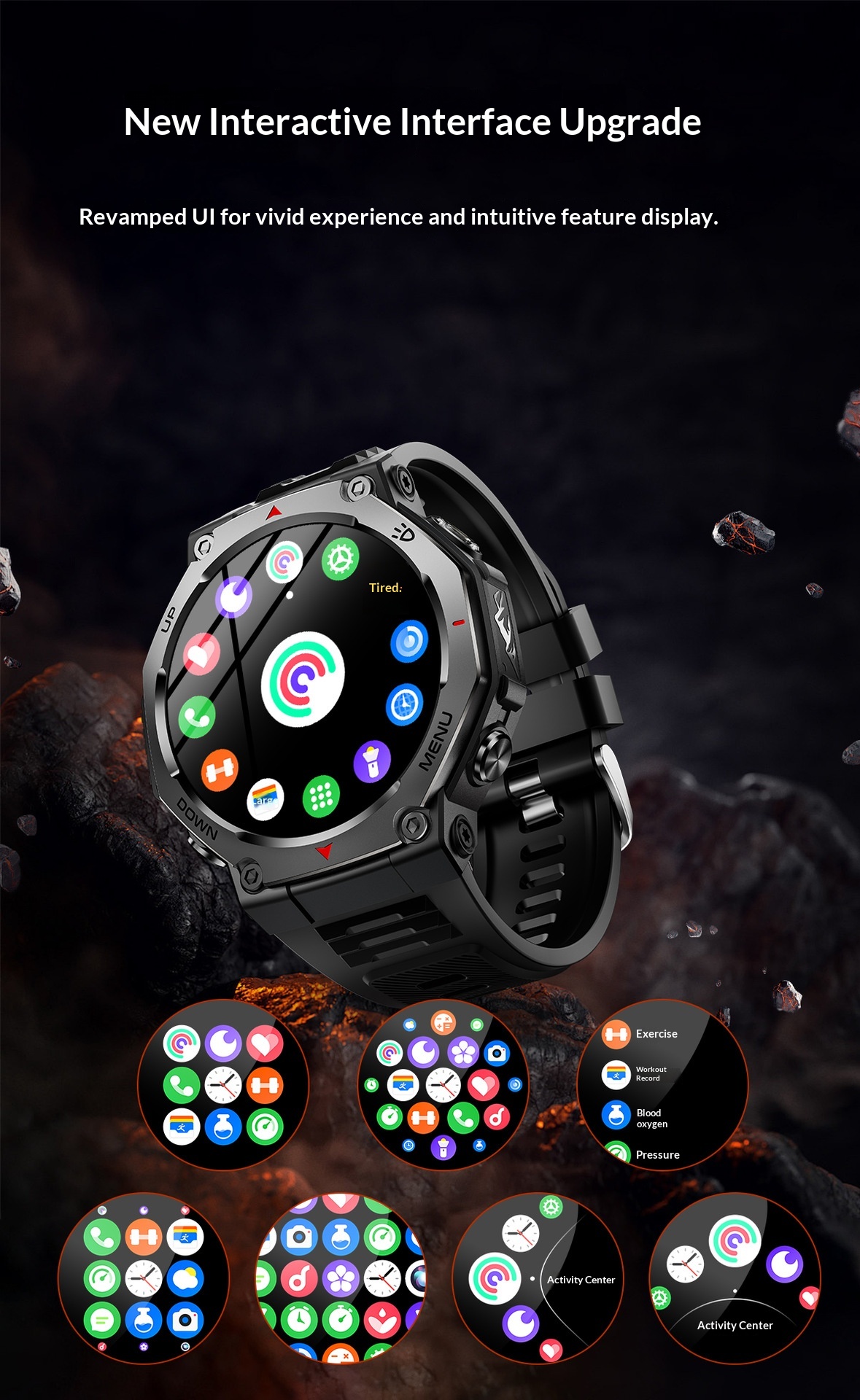 KT85 Smart New 2025 Bluetooth Call Flashlight Heart Rate Blood Oxygen Meter Step Multi-Function Outdoor Watch_voghion.com