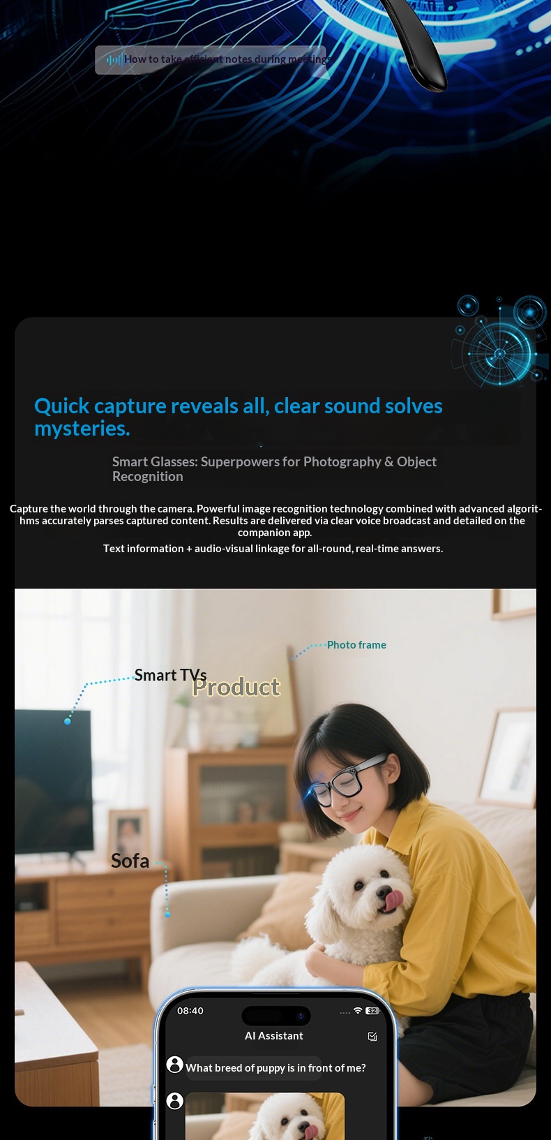 Ai Smart Glasses With Camera And Bluetooth Voice Assistant_voghion.com