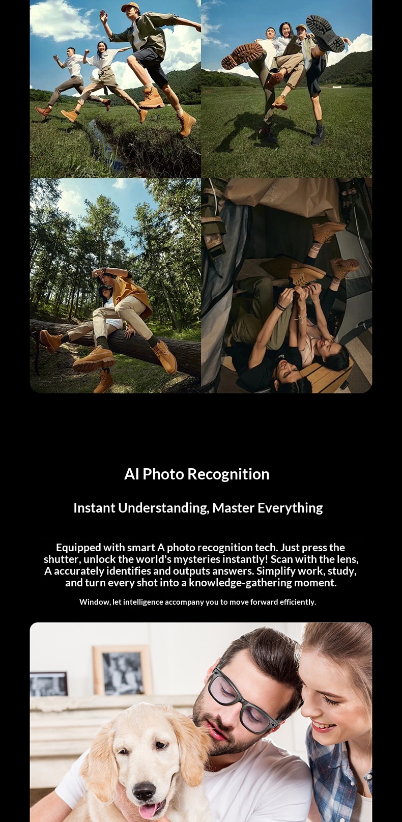 New Cross-border Camera Glasses With AI Intelligent Large Model Object Recognition, Voice Assistant, Bluetooth, Phone_voghion.com