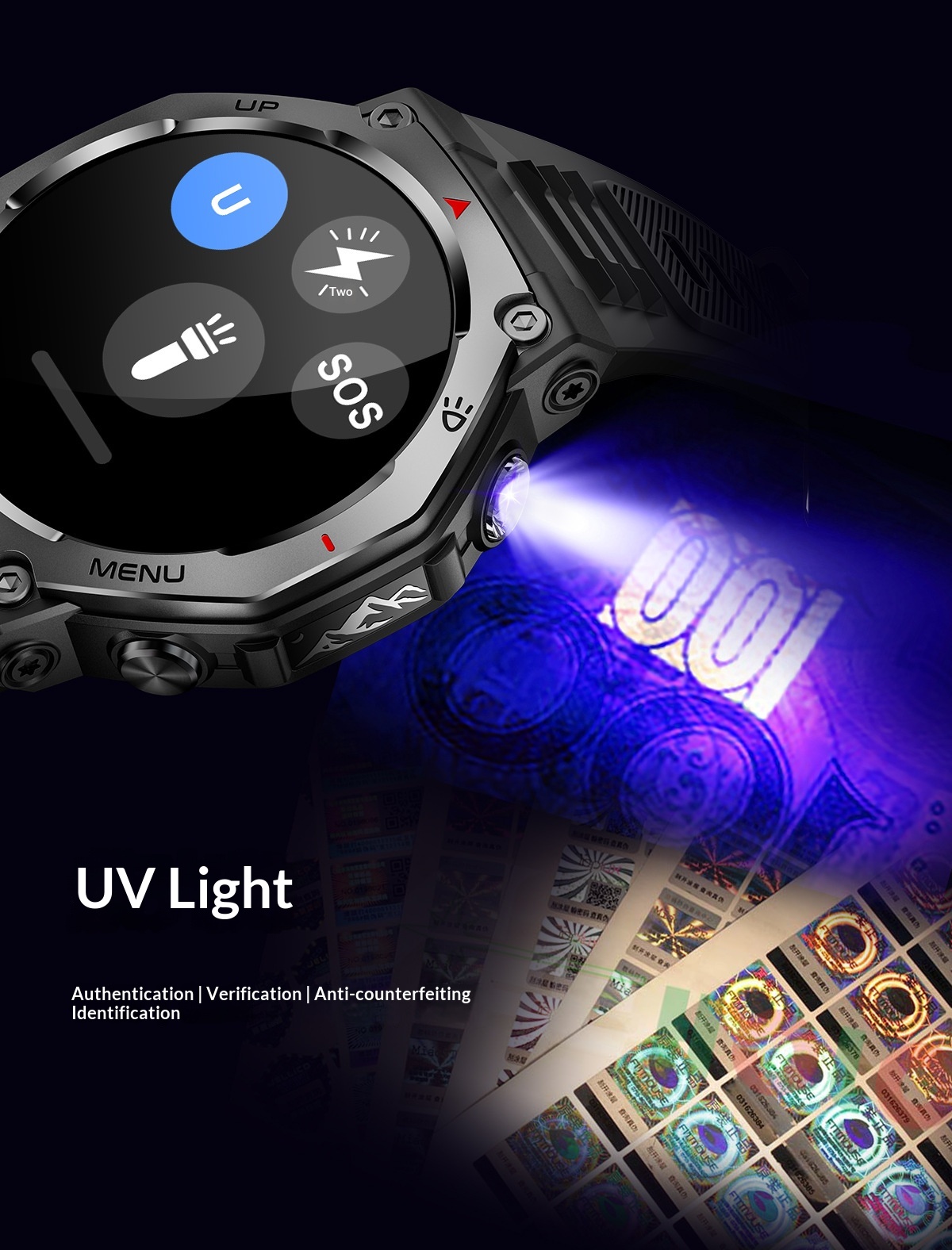 KT85 Smart New 2025 Bluetooth Call Flashlight Heart Rate Blood Oxygen Meter Step Multi-Function Outdoor Watch_voghion.com