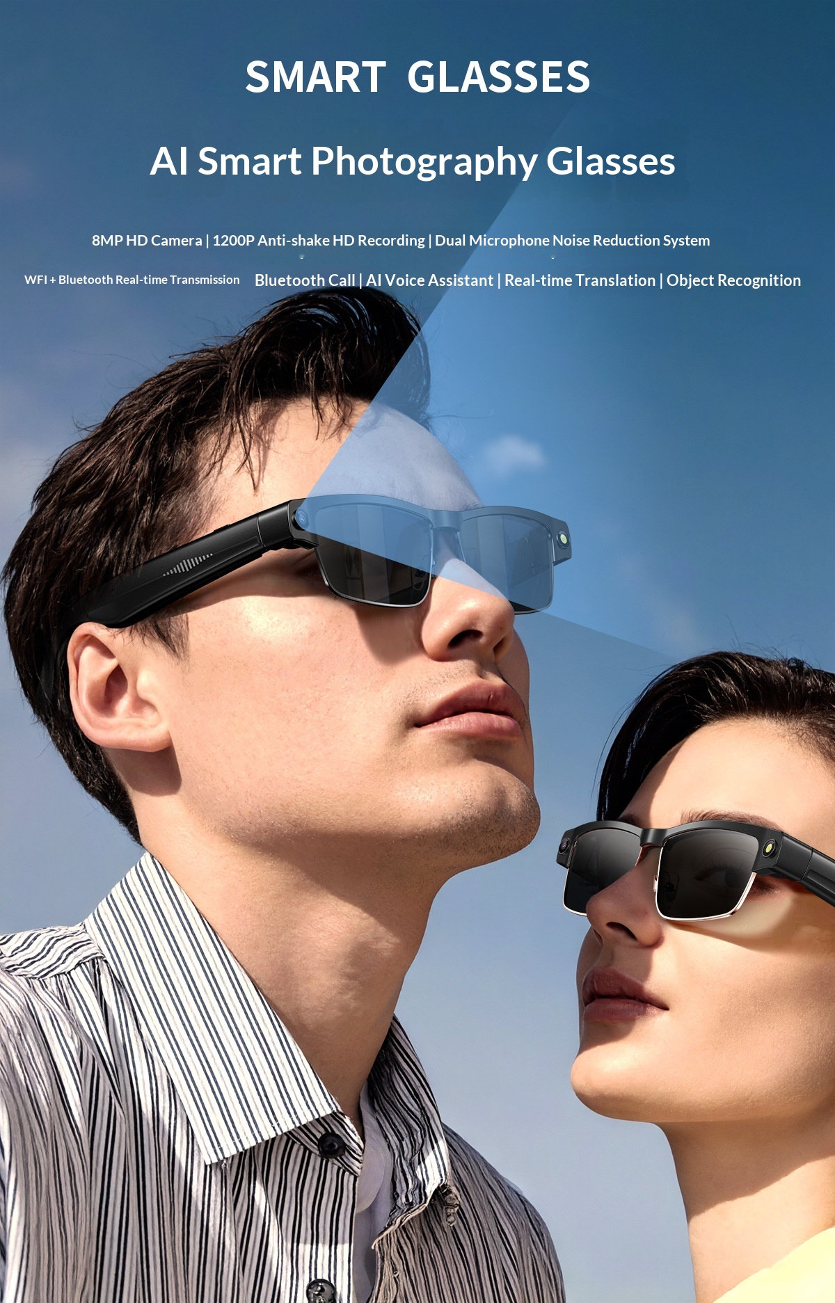 Smart Glasses With Wifi Translation And Ai Camera 8mp_voghion.com