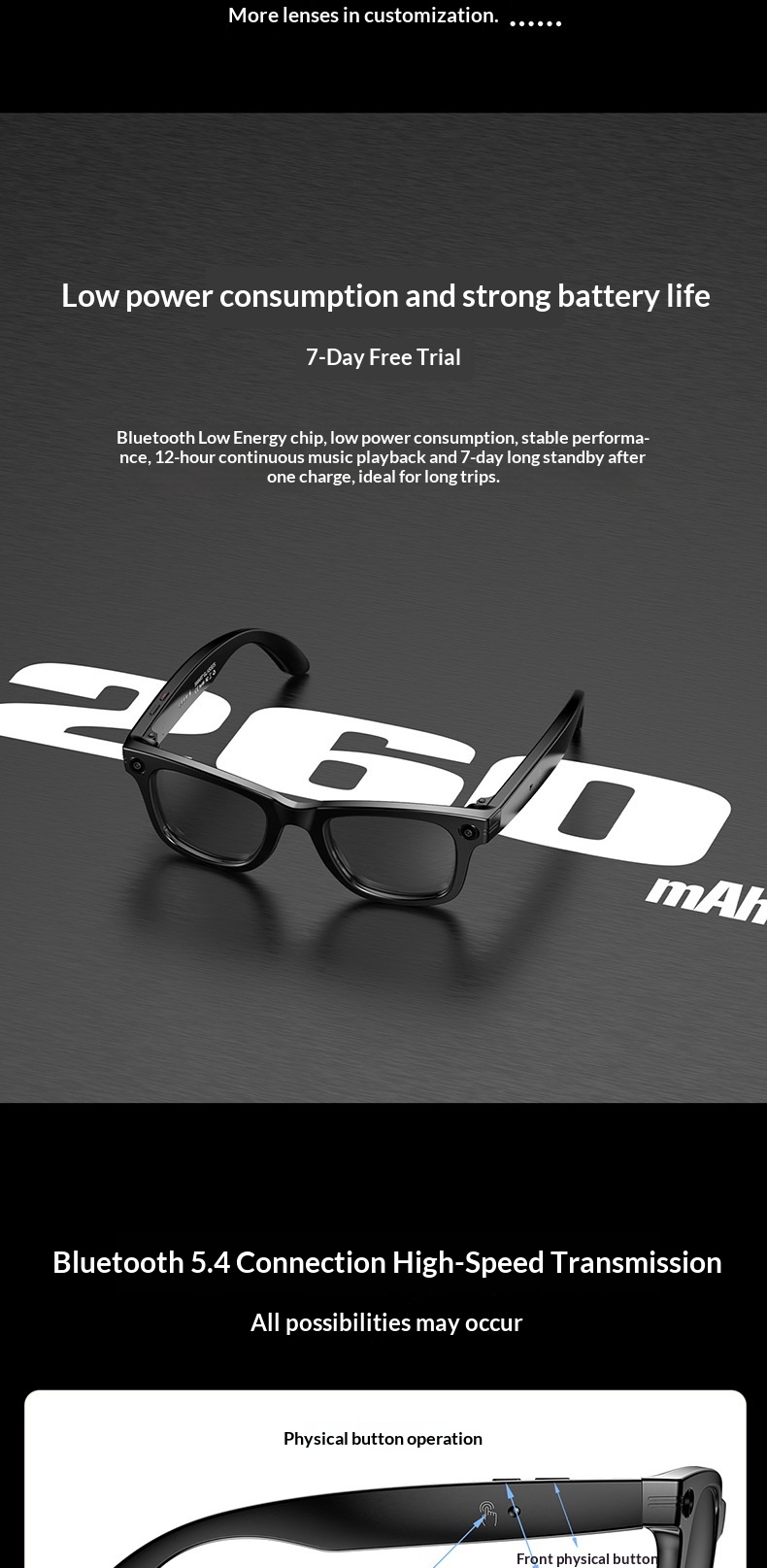 New Cross-border Camera Glasses With AI Intelligent Large Model Object Recognition, Voice Assistant, Bluetooth, Phone_voghion.com