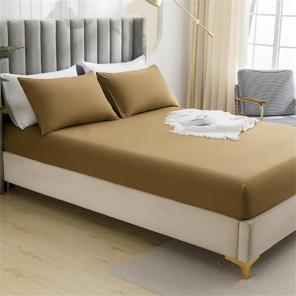 Set di lenzuola con angoli elasticizzati in tinta unita spazzolata per il commercio transfrontaliero, prodotti per la biancheria da letto esclusivamente per il commercio estero, può_voghion.com