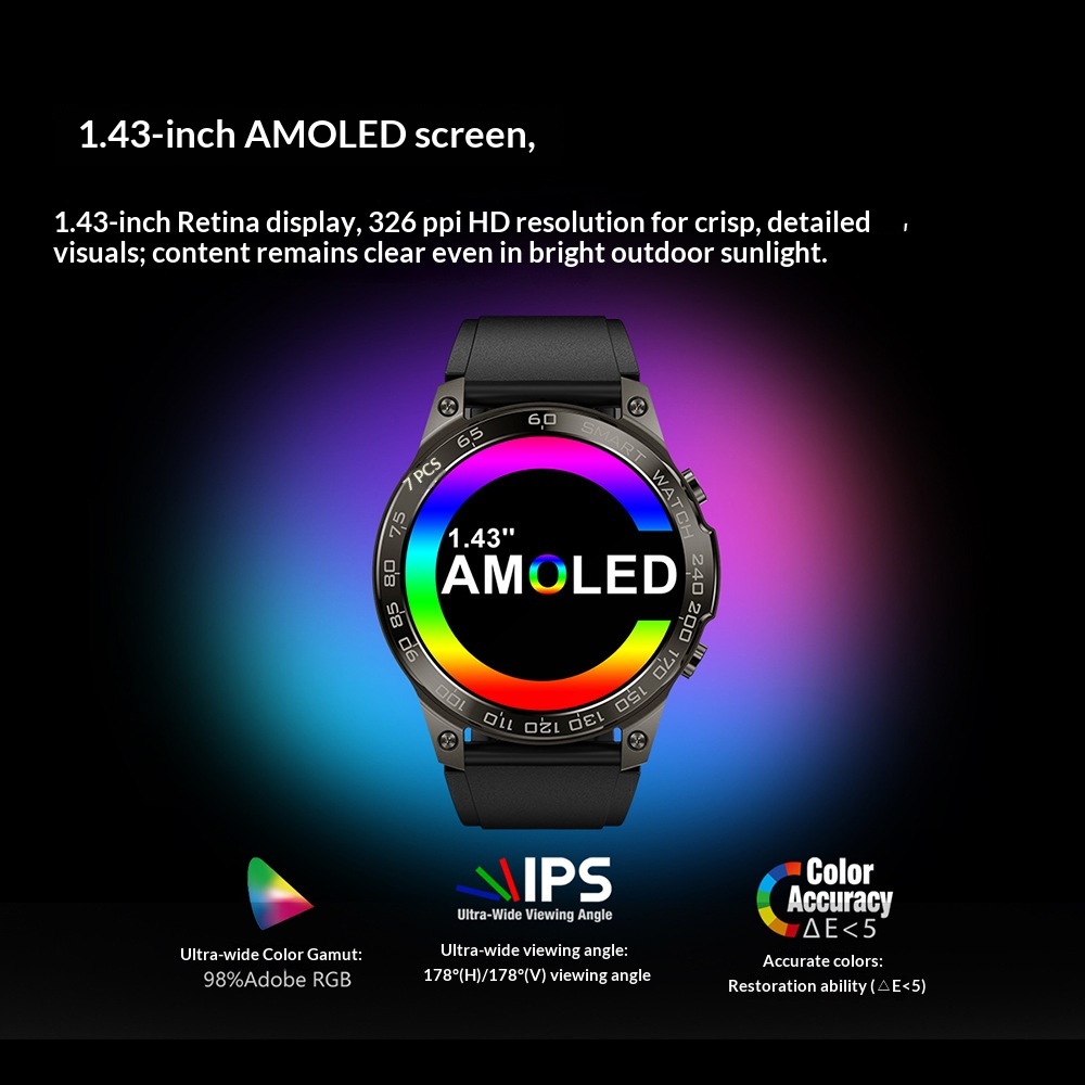 DM50 Smartwatch Amoled 1.4inch Bluetooth Call Heart Rate Blood Oxygen Sports Pedometer HD Multifunctional_voghion.com