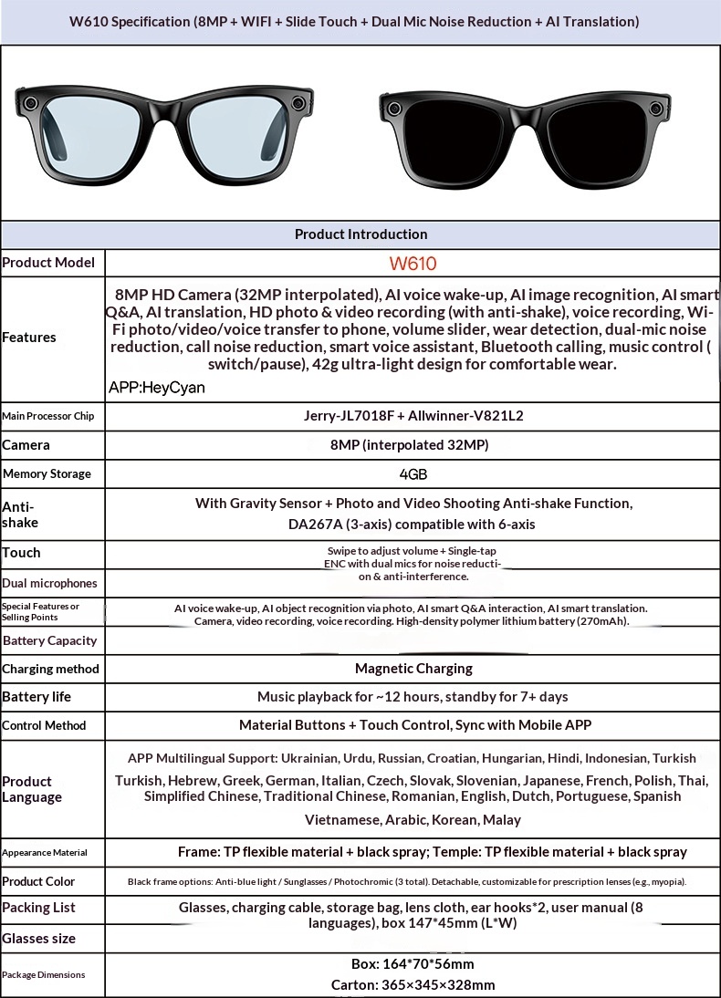 Ai Smart Glasses With Camera And Bluetooth Voice Assistant_voghion.com