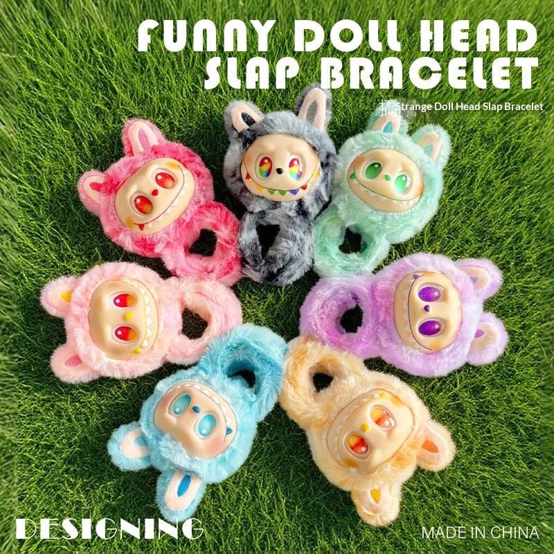 New Cute Labubu Snap Ring Bracelet Plush Doll Children's Birthday Gift Trendy Toy_voghion.com