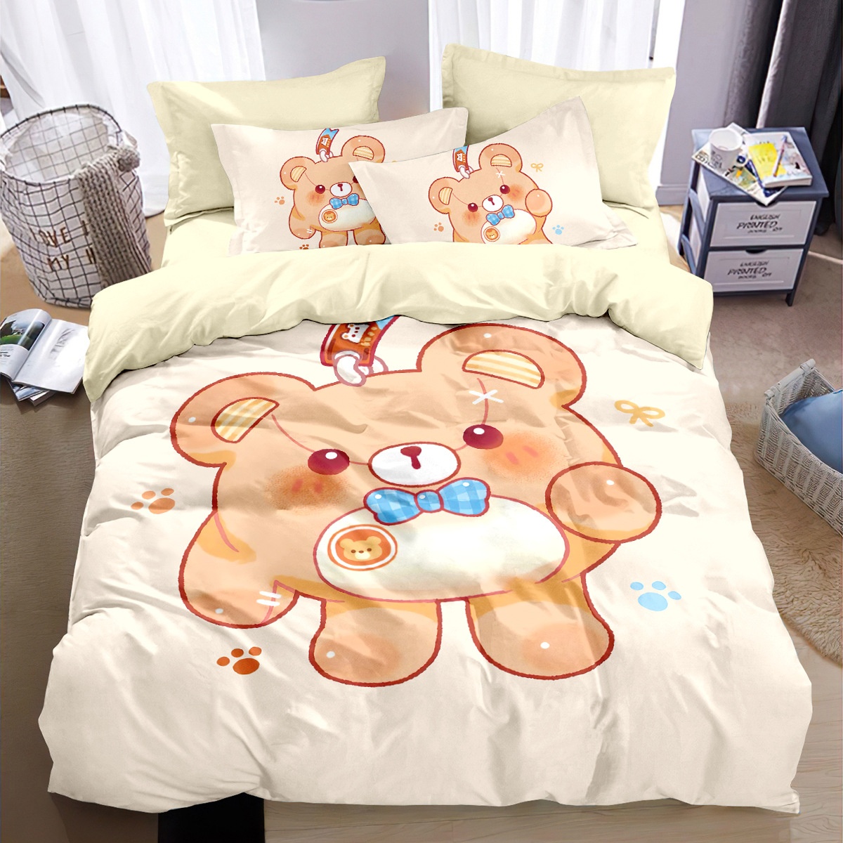 Cartoon Cotton Bedding Set For Children And Students Duvet Cover_voghion.com