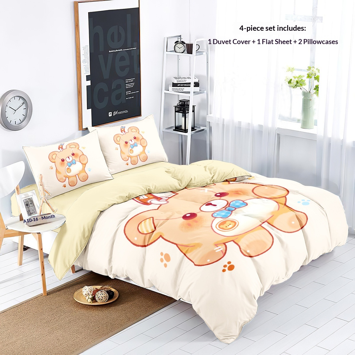 Cartoon Cotton Bedding Set For Children And Students Duvet Cover_voghion.com