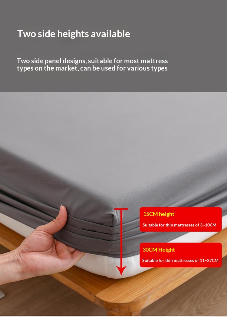 Cross-border Brushed Fabric Fitted Sheet, Single-piece Bed Cover, Non-slip Mattress Protector, Solid Color_voghion.com