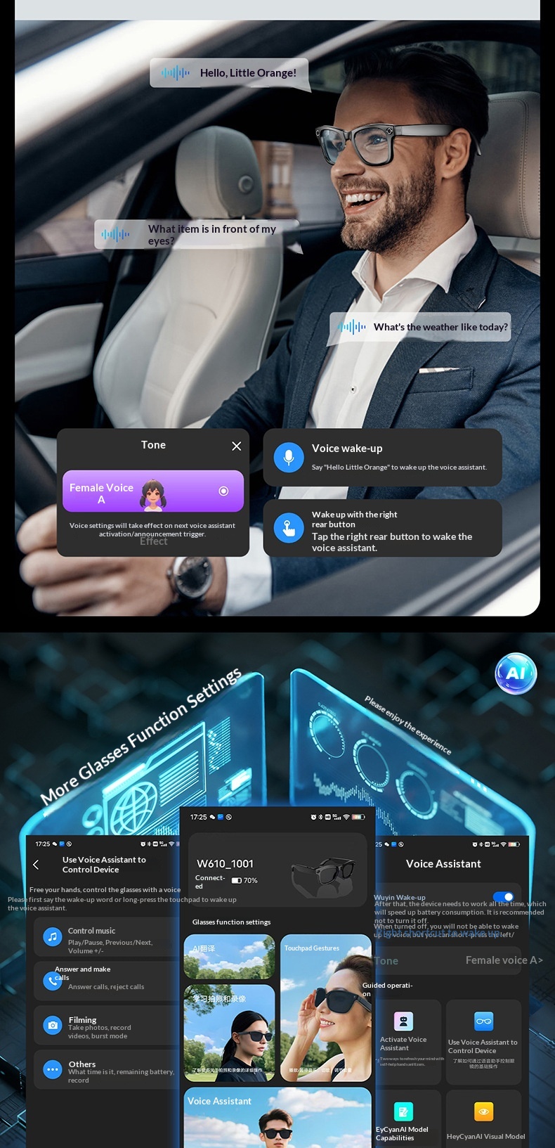 Ai Smart Glasses With Camera And Bluetooth Voice Assistant_voghion.com