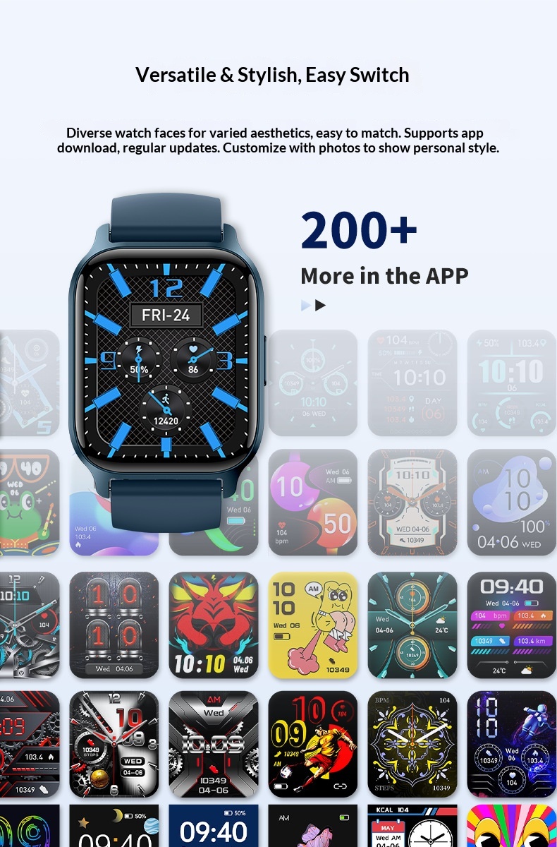 Smart Watch Bluetooth Calling Hd Heart Rate Blood Oxygen Monitor_voghion.com