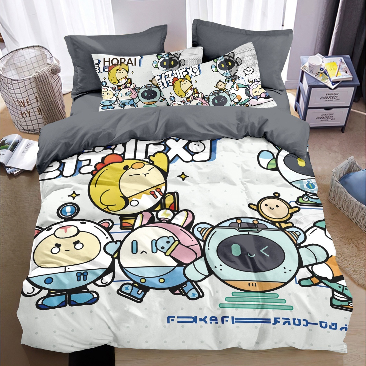 Cartoon Cotton Bedding Set For Children And Students Duvet Cover_voghion.com