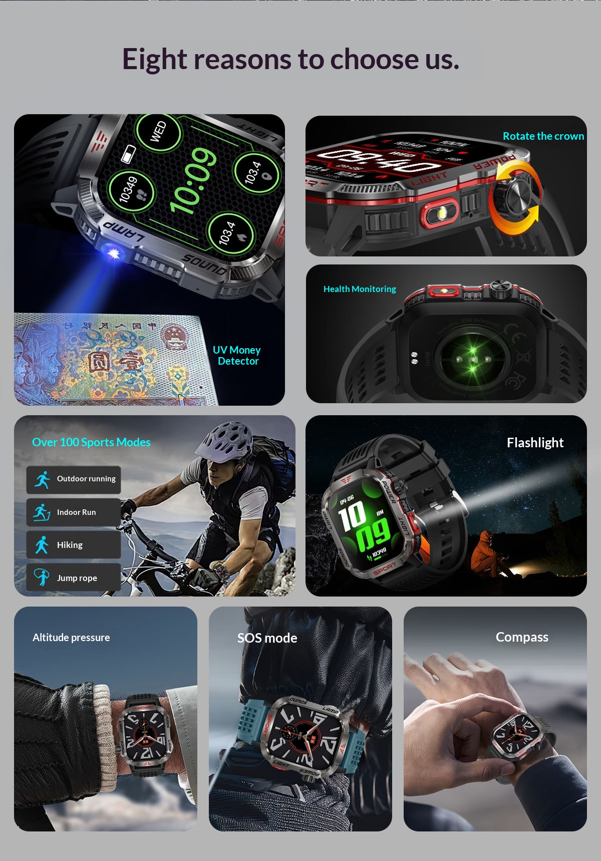 2024 Cross-Border HT29 Smart Watch Bluetooth Call Waterproof Outdoor Men's Encoder Altitude Barometer Compass_voghion.com