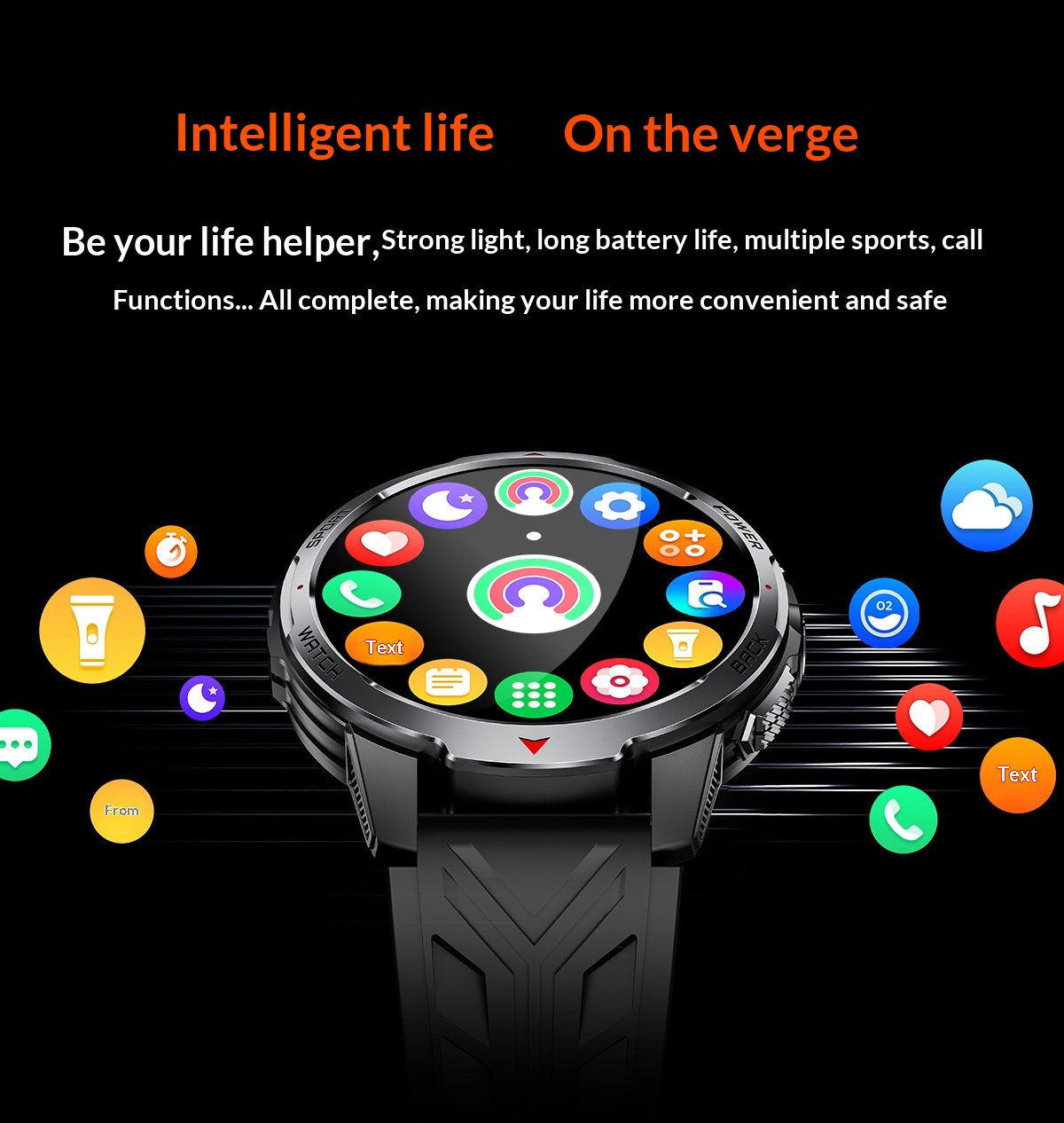 2025 New KT88 Smart Bluetooth Call Flashlight Heart Rate Blood Oxygen Pedometer Multi-Function Outdoor Watch_voghion.com