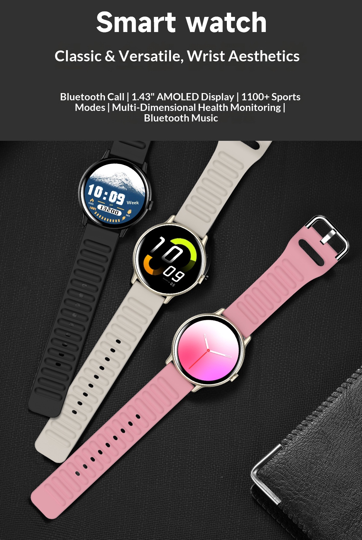 Smartwatch z ekranem amoled monitorowanie tętna i snu_voghion.com