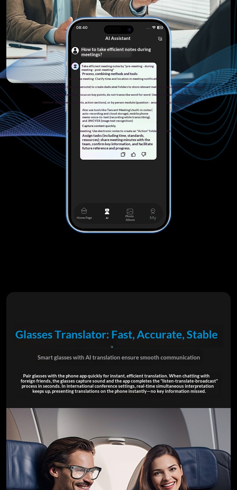 Ai Smart Glasses With Camera And Bluetooth Voice Assistant_voghion.com