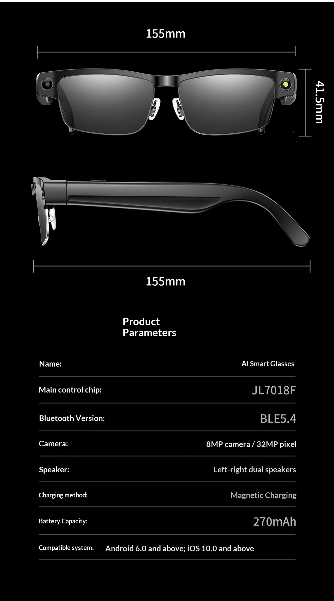 Smart Glasses With Wifi Translation And Ai Camera 8mp_voghion.com