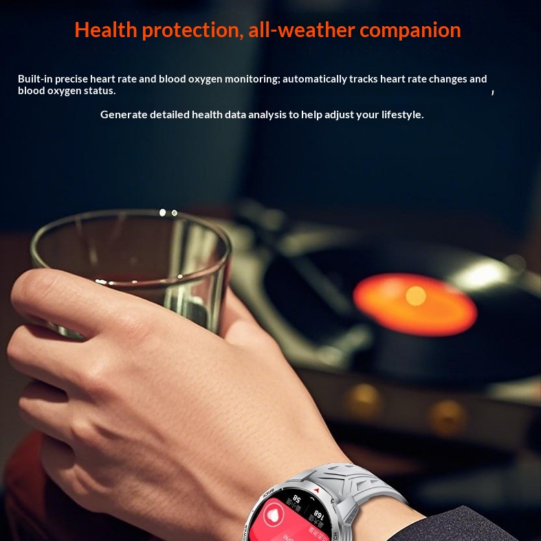 2025 New KT88 Smart Bluetooth Call Flashlight Heart Rate Blood Oxygen Pedometer Multi-Function Outdoor Watch_voghion.com