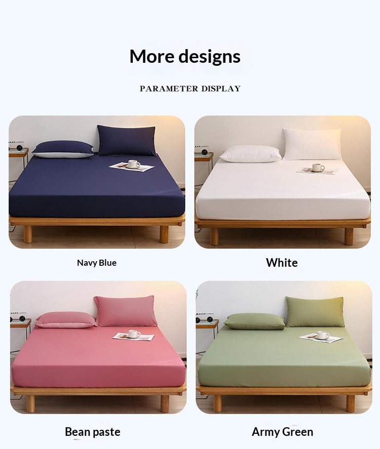 Cross-border Brushed Fabric Fitted Sheet, Single-piece Bed Cover, Non-slip Mattress Protector, Solid Color_voghion.com