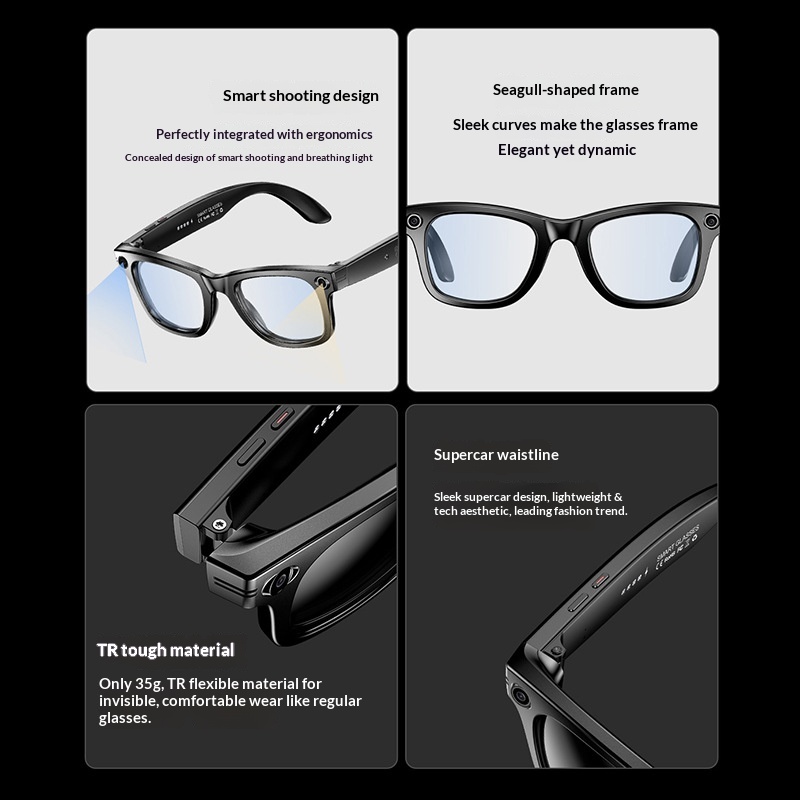 New Cross-border Camera Glasses With AI Intelligent Large Model Object Recognition, Voice Assistant, Bluetooth, Phone_voghion.com