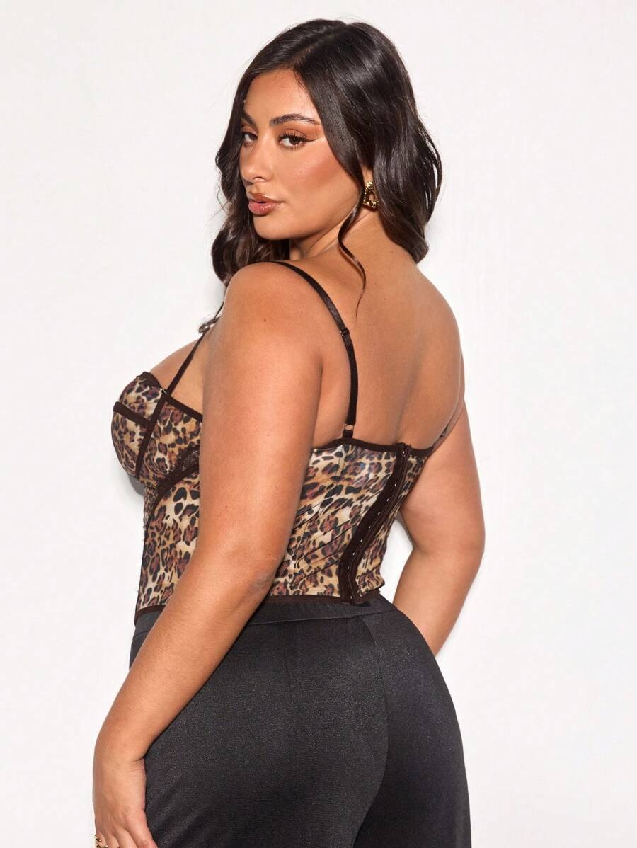 Cross-Border New Plus Corset Top Sexy Leopard Dot Pattern Outer Wear Large Size Cinch Fishbone Bra_voghion.com