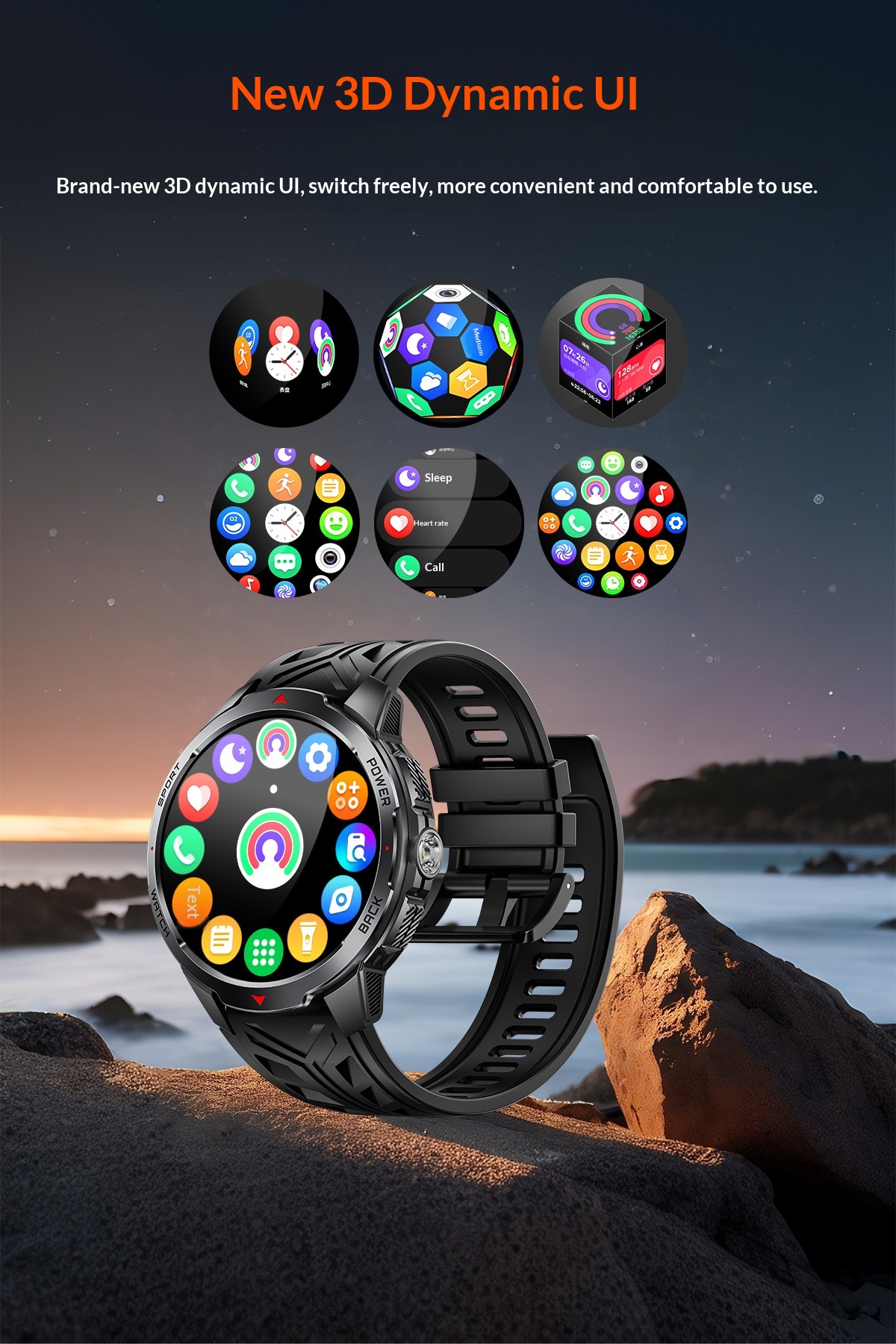 2025 New KT88 Smart Bluetooth Call Flashlight Heart Rate Blood Oxygen Pedometer Multi-Function Outdoor Watch_voghion.com