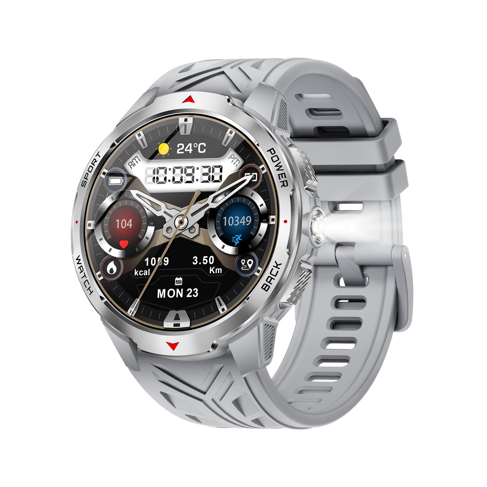 2025 New KT88 Smart Bluetooth Call Flashlight Heart Rate Blood Oxygen Pedometer Multi-Function Outdoor Watch_voghion.com