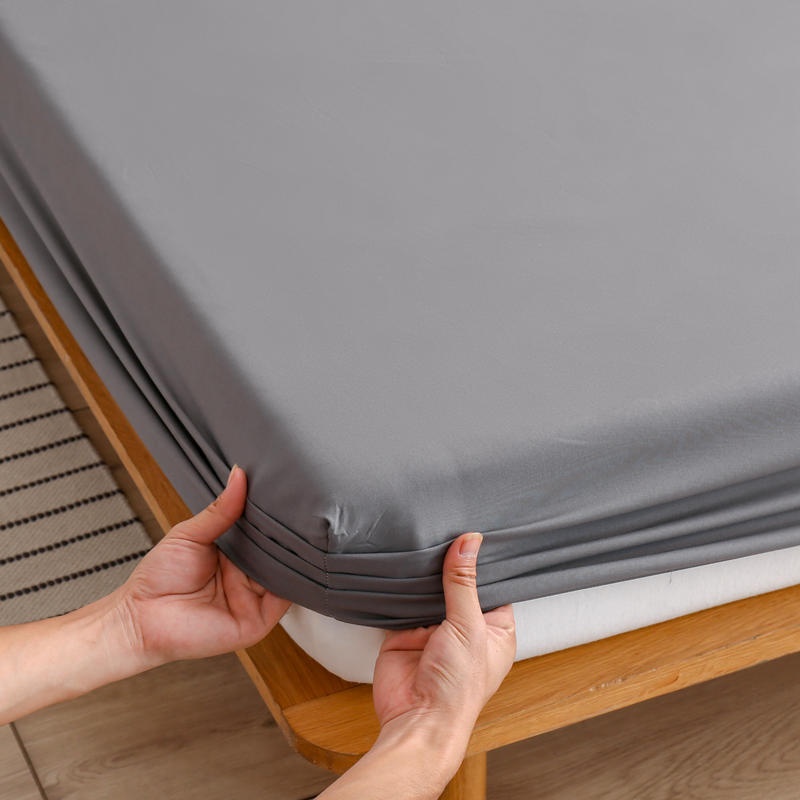Cross-border Brushed Fabric Fitted Sheet, Single-piece Bed Cover, Non-slip Mattress Protector, Solid Color_voghion.com