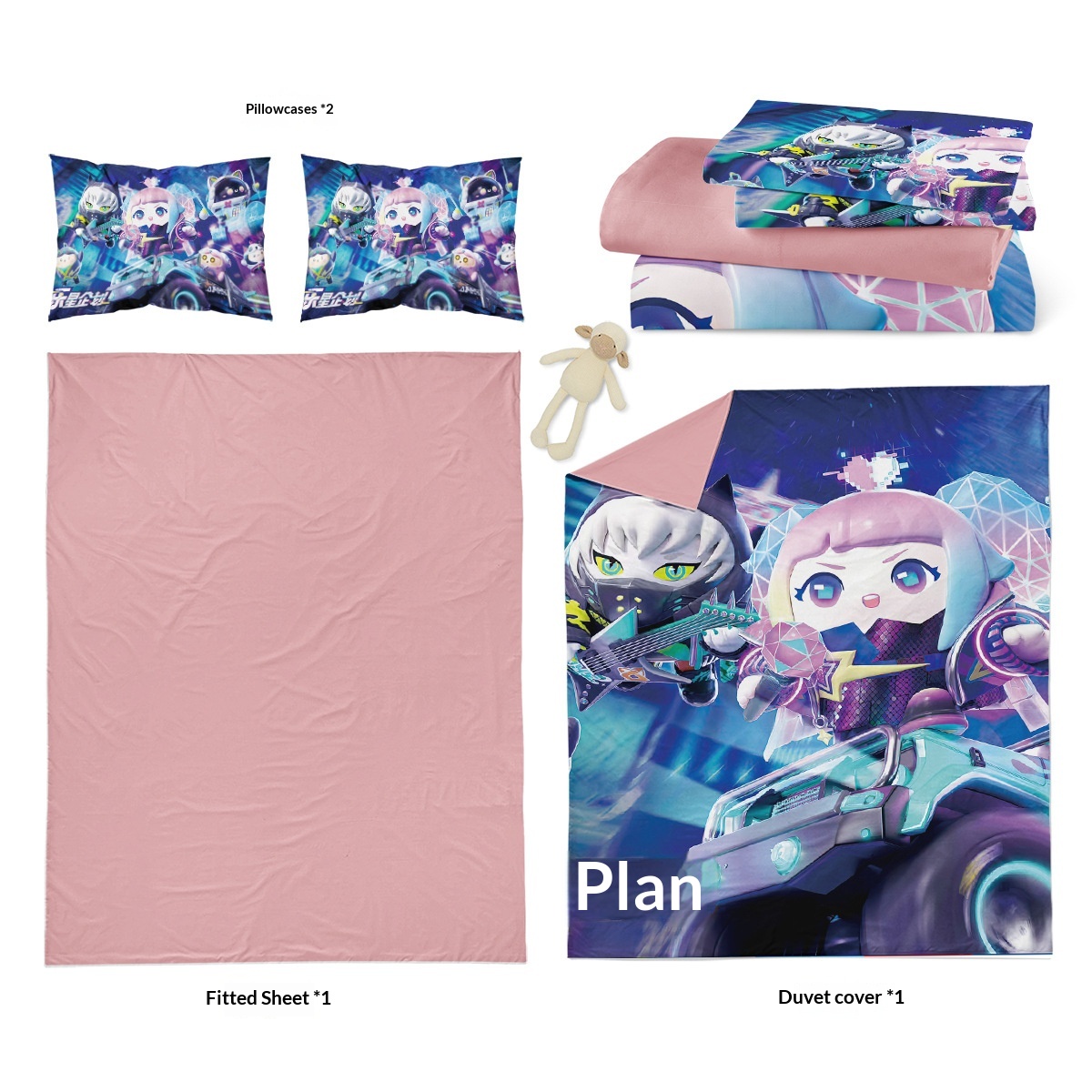 Cartoon Cotton Bedding Set For Children And Students Duvet Cover_voghion.com