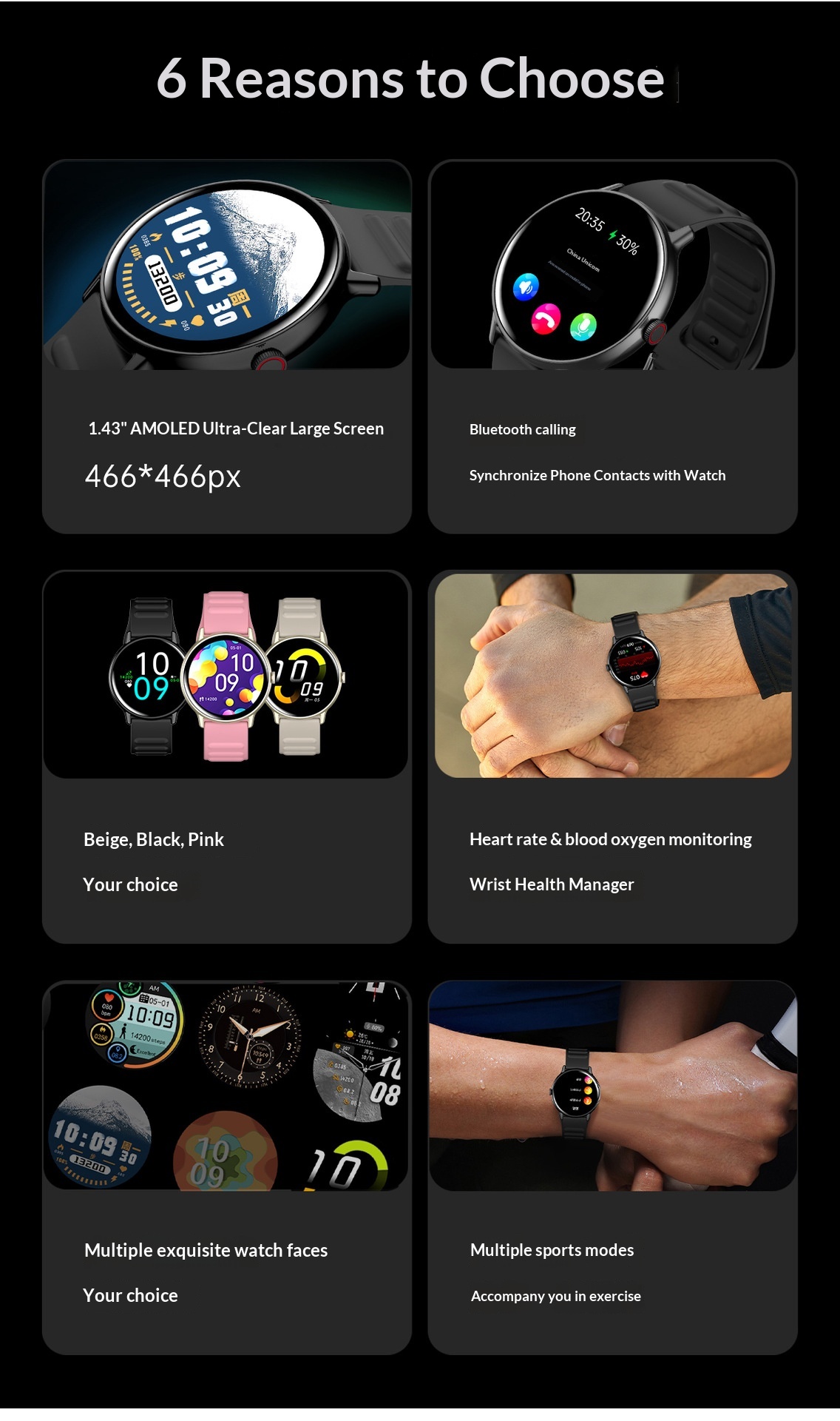 Smartwatch z ekranem amoled monitorowanie tętna i snu_voghion.com