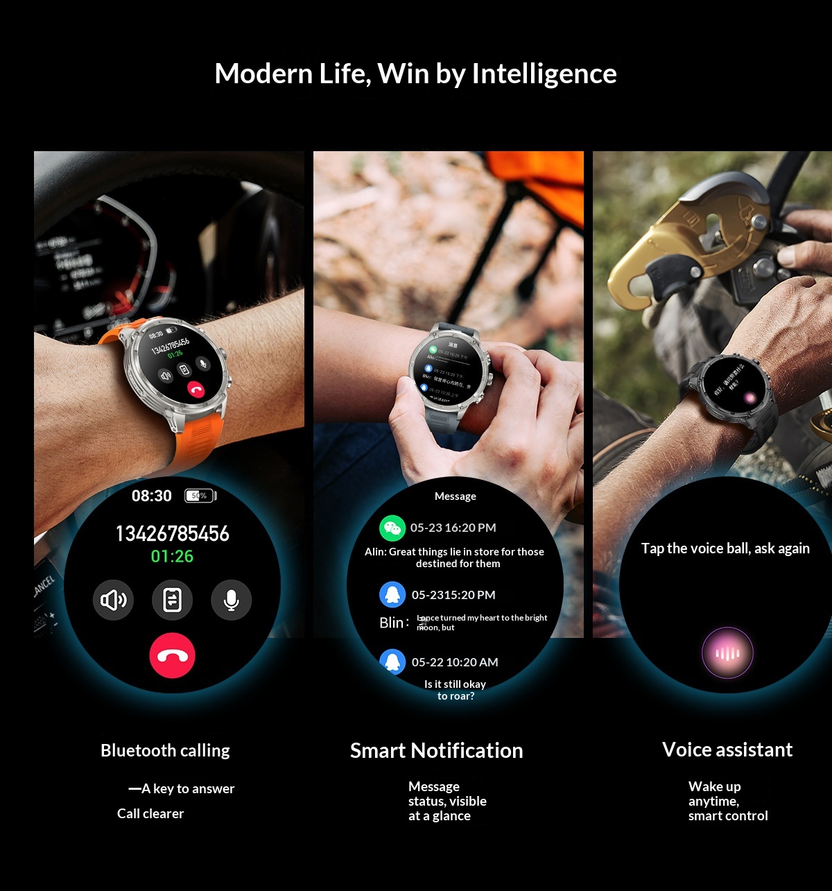Smartwatch With Bluetooth Calling 1.85 Inch Hd Screen Heart Rate_voghion.com