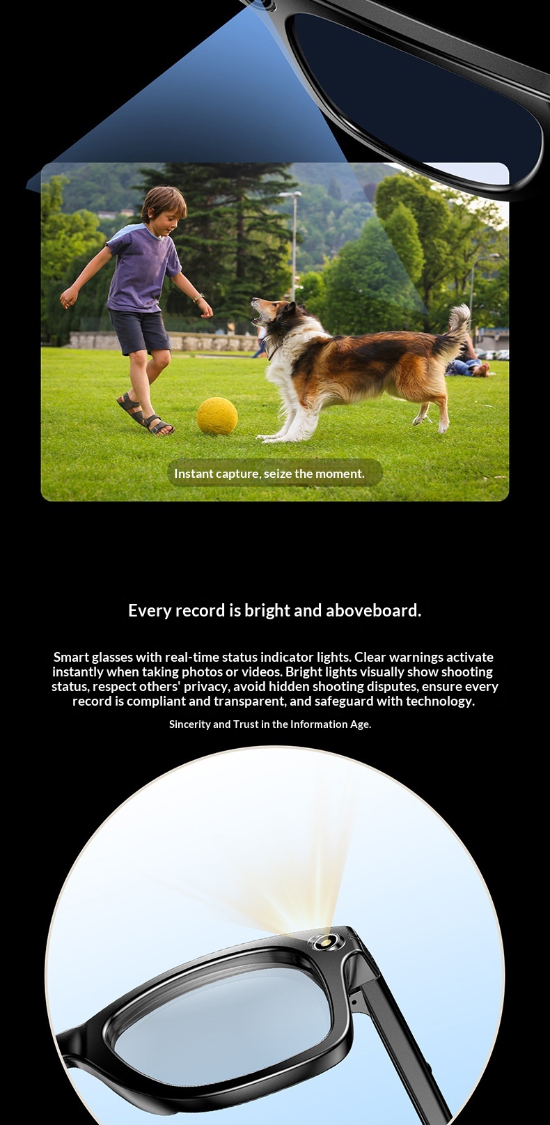 New Cross-border Camera Glasses With AI Intelligent Large Model Object Recognition, Voice Assistant, Bluetooth, Phone_voghion.com