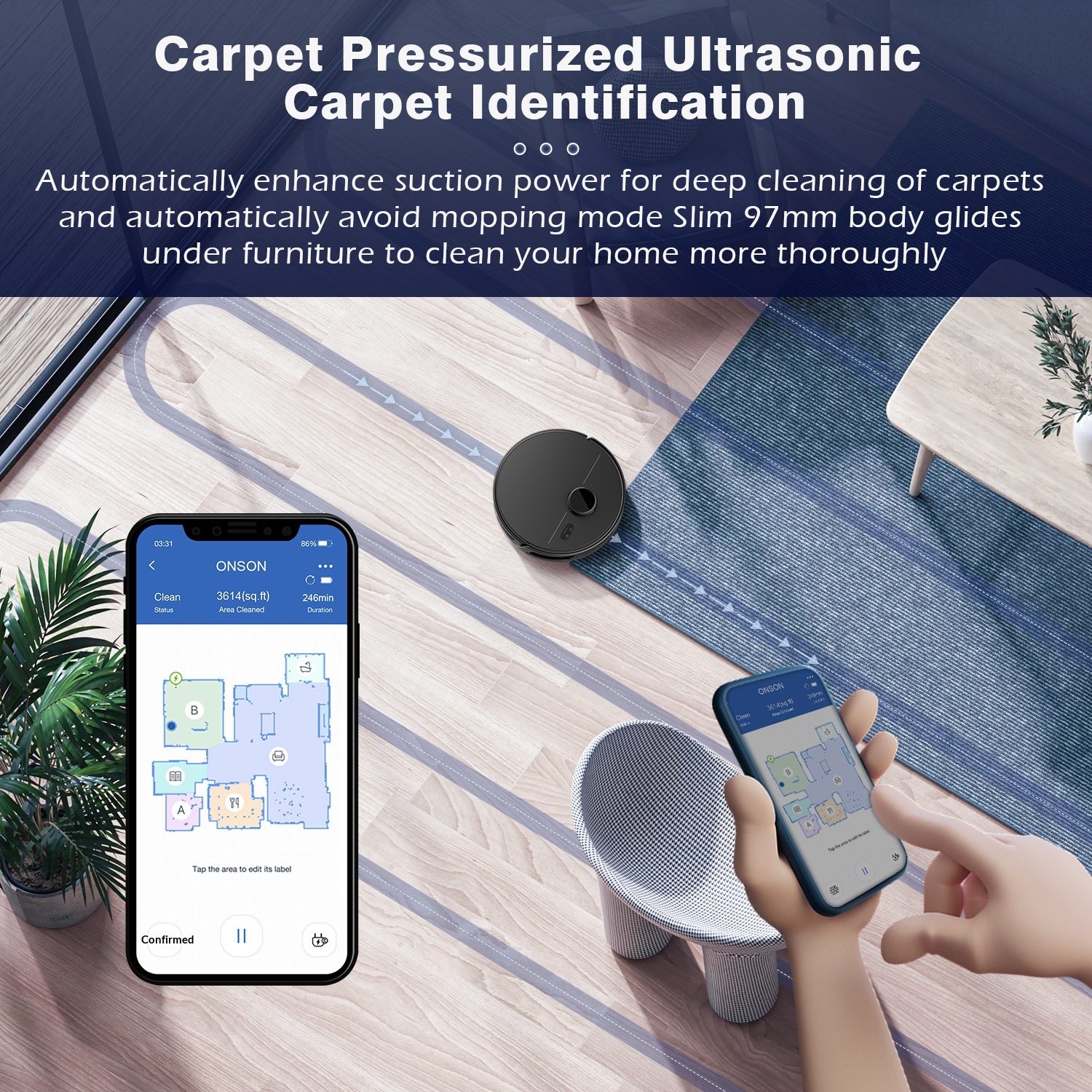 Grenzüberschreitender M30-Saugroboter mit Lasernavigation, LDS-Hindernisvermeidung, Absturzsicherung und automatischer Aufladung_voghion.com