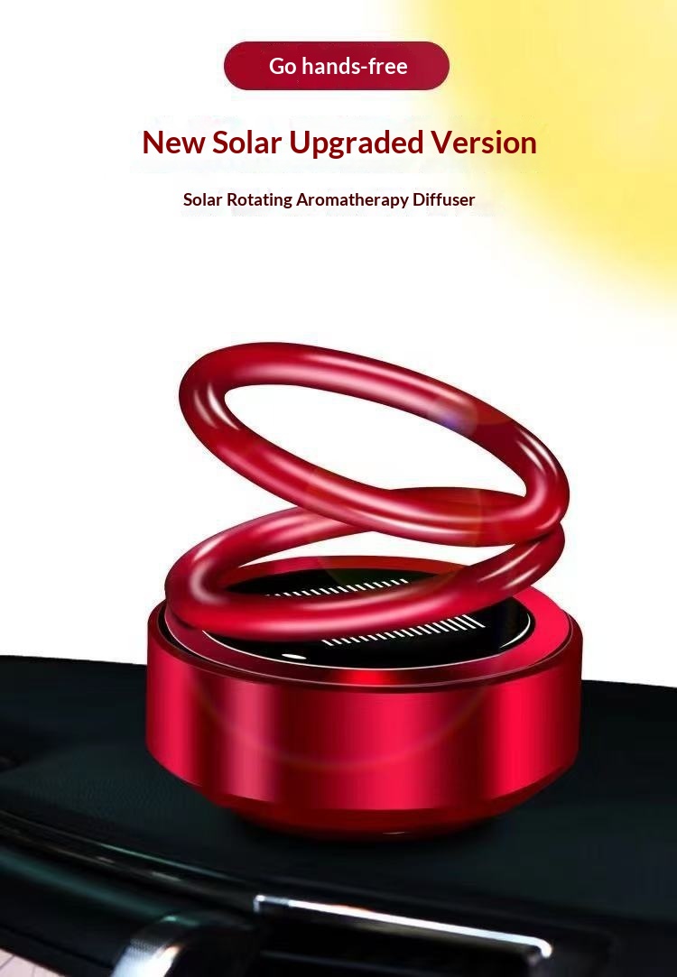 Cross-Border Aromatherapy Decoration Solar-Powered Rotating Ornament Double Ring Floating Creative Car Interior_voghion.com
