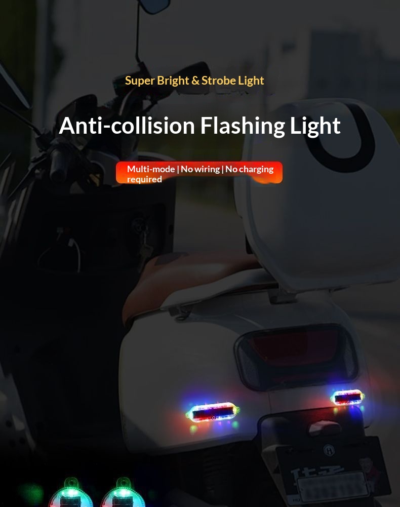 Solar Led Warning Tail Light For Motorcycle And Bicycle Car_voghion.com