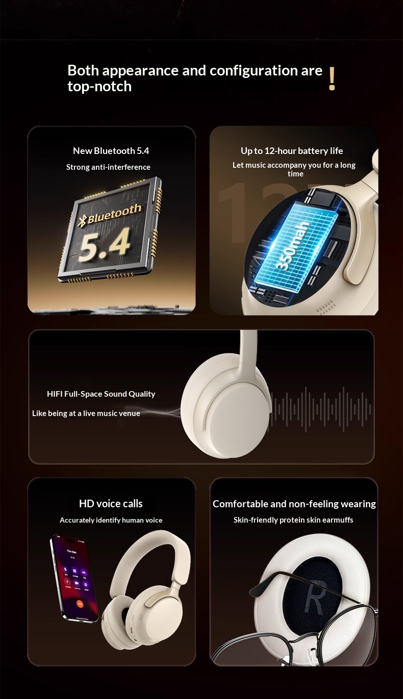 Bluetooth Headphones Wireless Stereo Over-ear Headset For Mobile_voghion.com