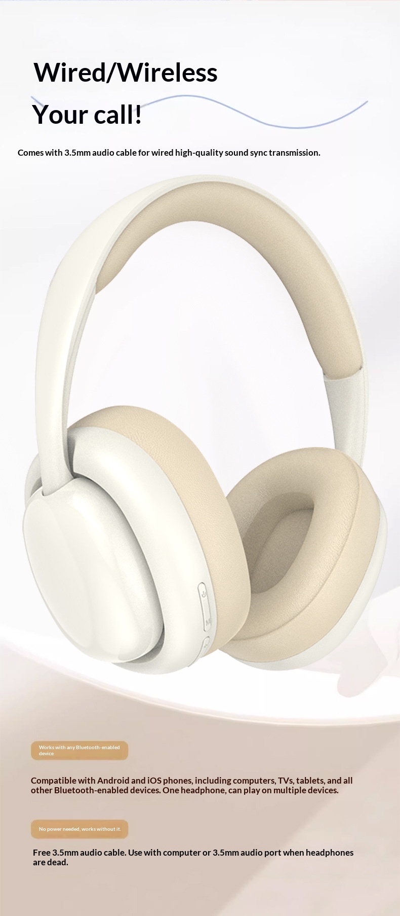 Customized Cross-border Private Model P7236 Wireless Over-ear Bluetooth Headphones With Full-coverage Earcups, Stereo_voghion.com