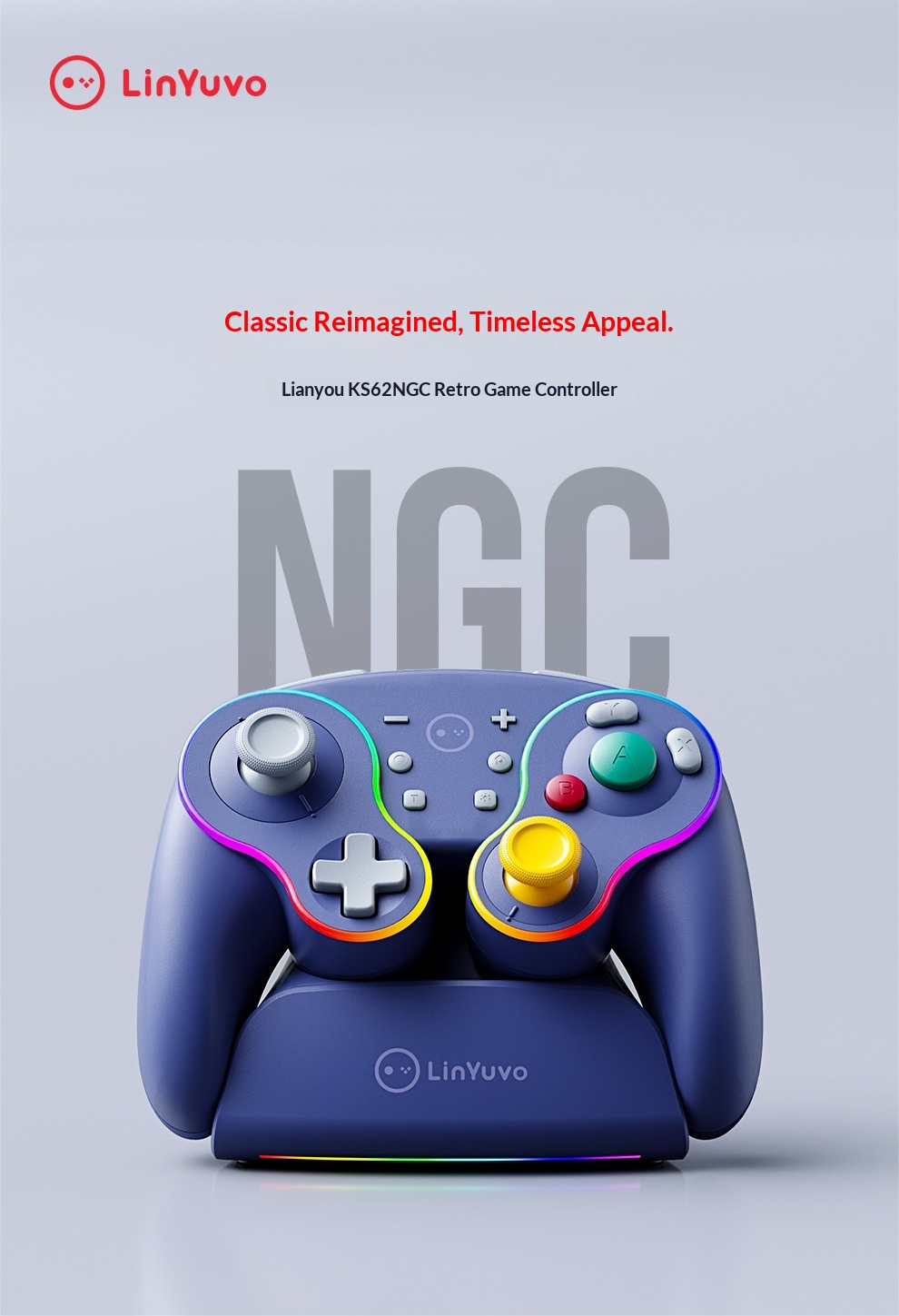 Manette de jeu rétro NGC pour Switch, modèle privé best-seller international, compatible Android et PC, avec effet Hall_voghion.com