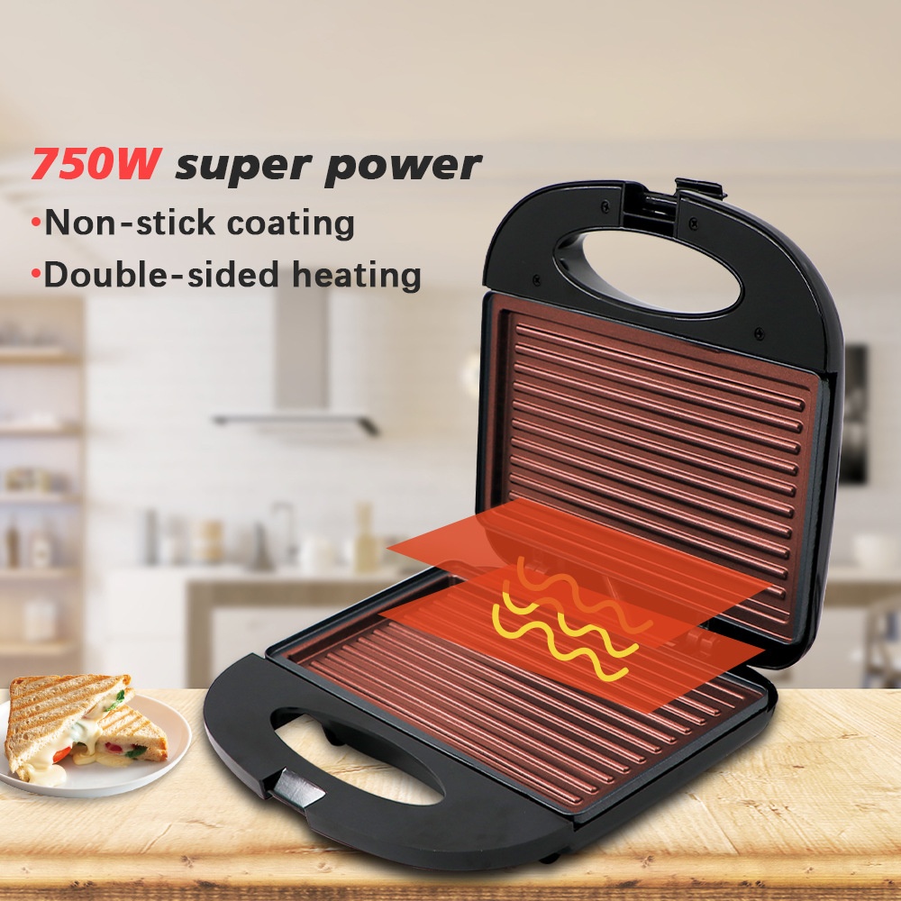 RAF European Standard Sandwich Breakfast Machine Home Use Grill Bread Maker Steak Electric Griddle Double-Sided Heating_voghion.com