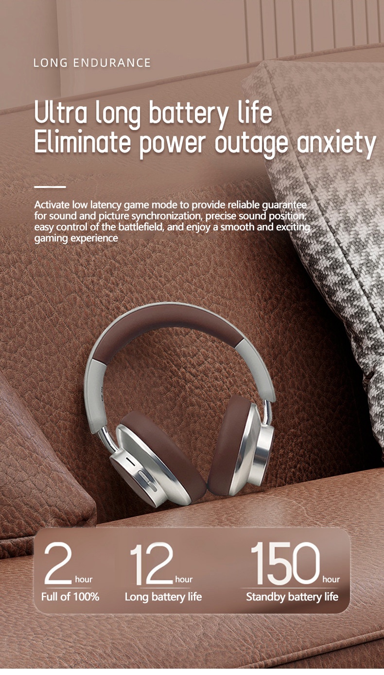 Wireless Retro Bluetooth Headphones With Leather Style Finish_voghion.com