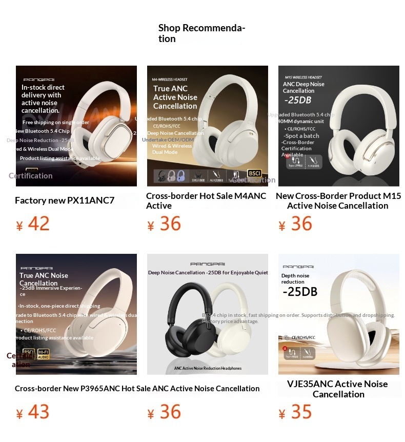 Retro New Active Noise Cancelling Wireless Over-Ear Bluetooth Headphones With Deep Bass Full Coverage Headset_voghion.com