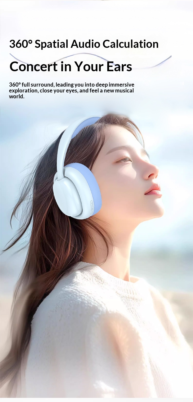 Customized Cross-border Private Model P7236 Wireless Over-ear Bluetooth Headphones With Full-coverage Earcups, Stereo_voghion.com