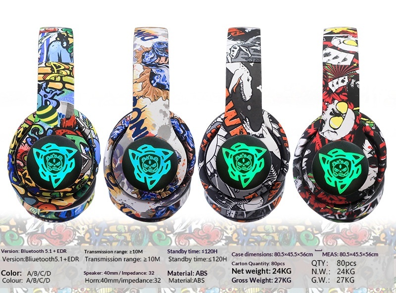 Modello privato transfrontaliero P35 Tendenza nazionale Graffiti Cuffie wireless Auricolari Bluetooth Supporto personalizzazione_voghion.com