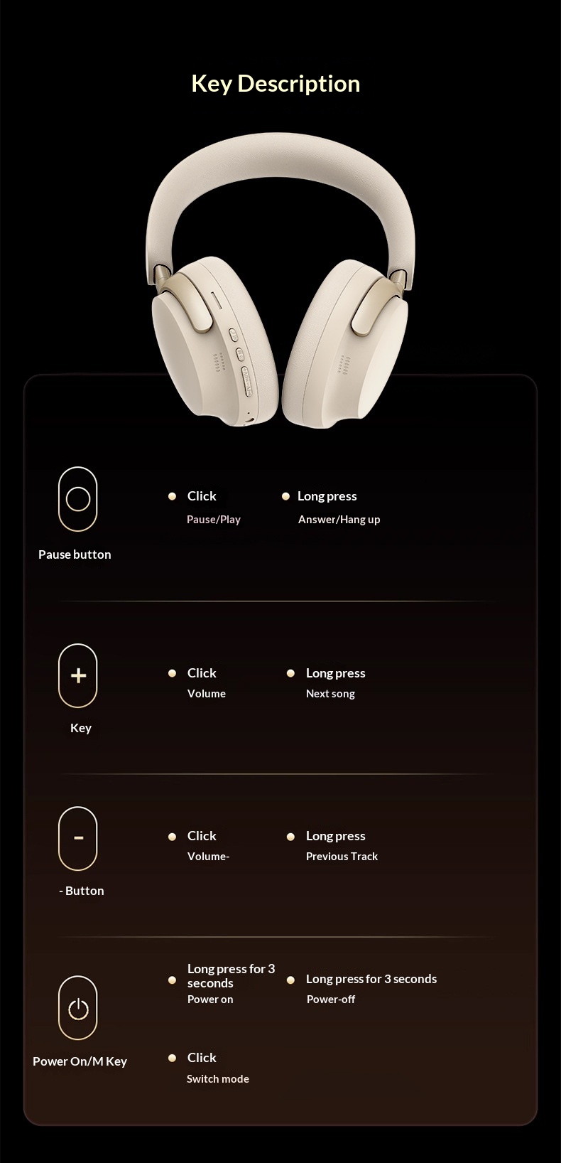 Bluetooth Headphones Wireless Stereo Over-ear Headset For Mobile_voghion.com