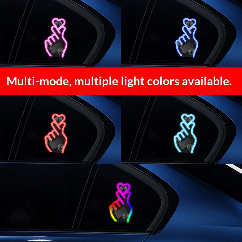 Heart Solar Decorative LED Warning Triangle Rear Window Car Fun Cute Atmosphere Light_voghion.com