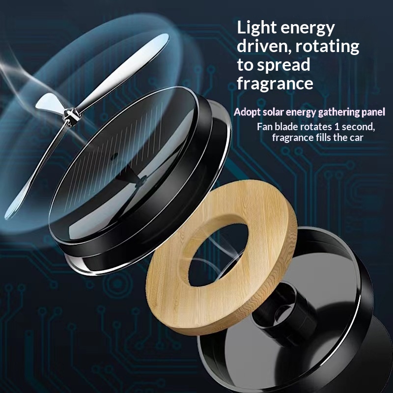 Portaprofumo rotante a energia solare, decorazione per interni auto, profumo a lunga durata._voghion.com