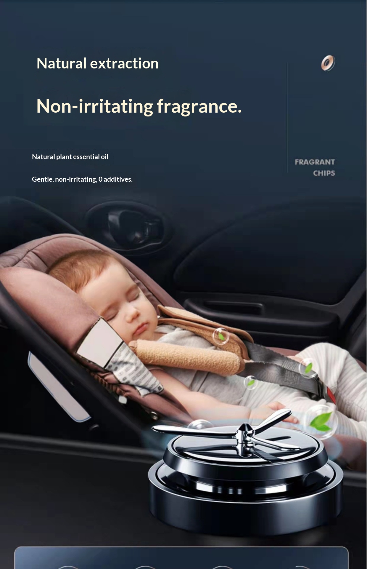 Deodorante per auto a energia solare diffusore rotante_voghion.com